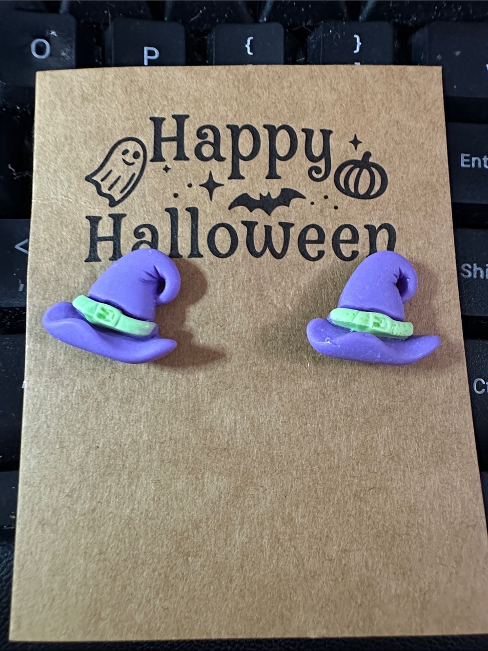 Witch Hats Halloween Earrings - Post Back